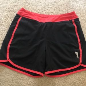 Red and black athletic shorts